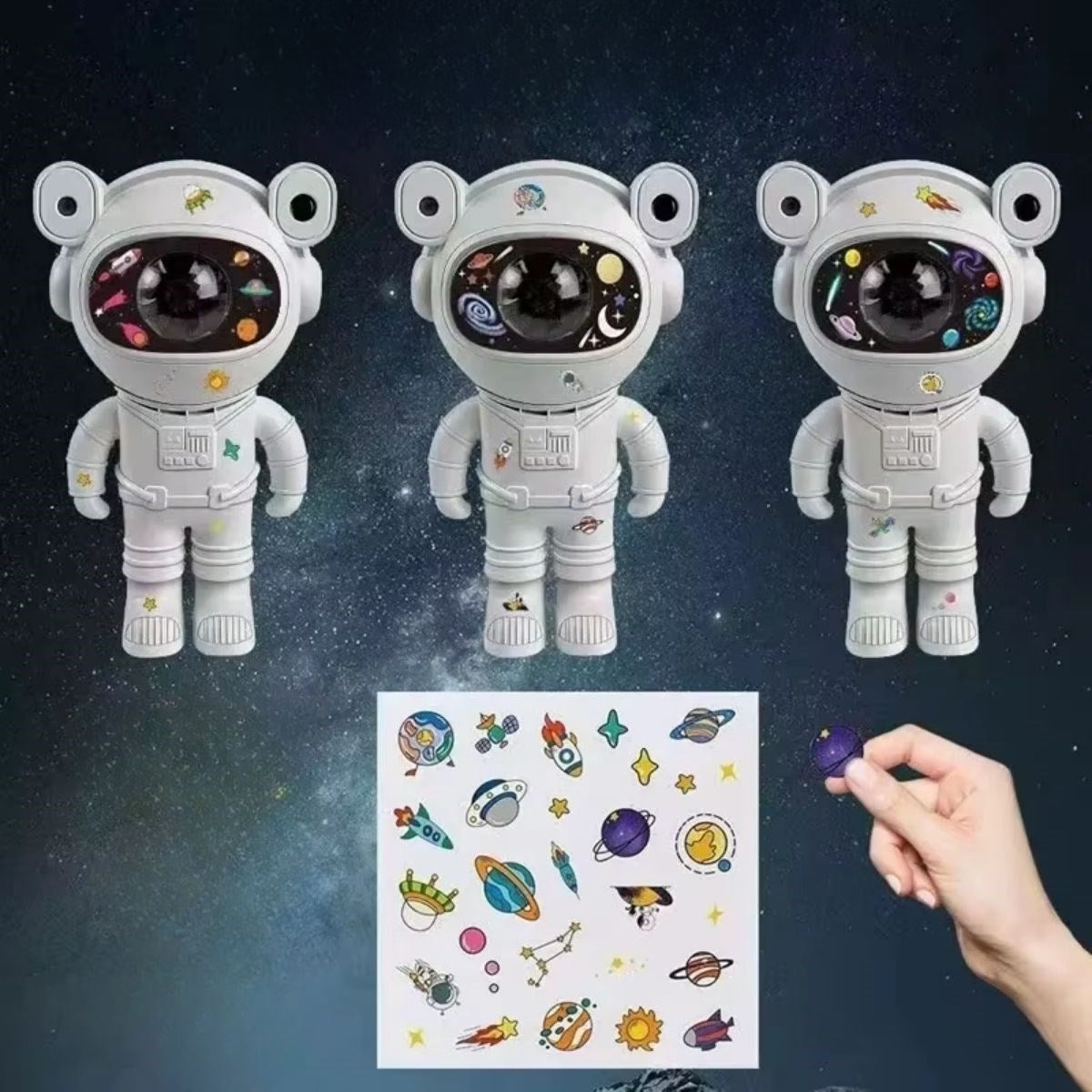 GENEL® Stickerlı ,Kumandalı ASTRONOT Model Gece Lambası