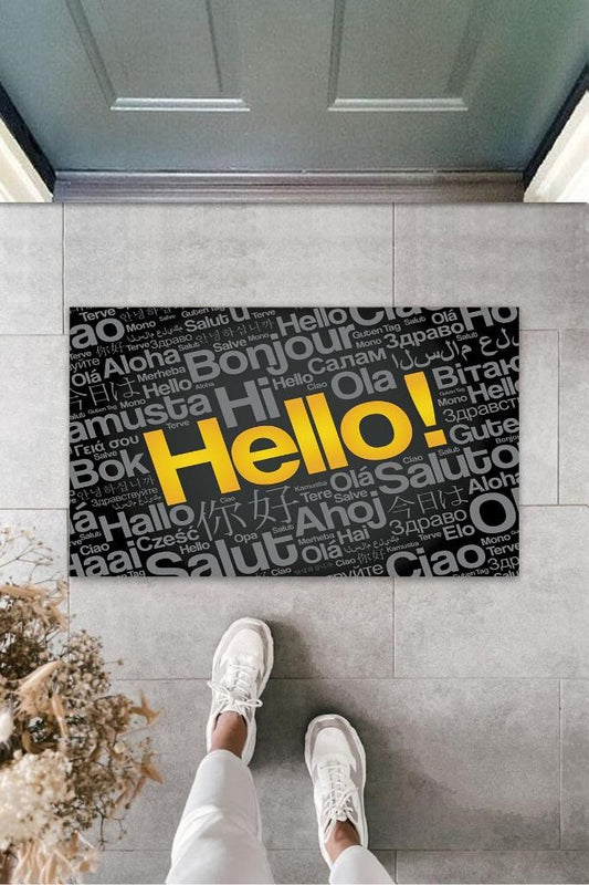 Siyah Kapı Önü Paspası Hello Desen  K-3265 - UcuzaGeliyor
