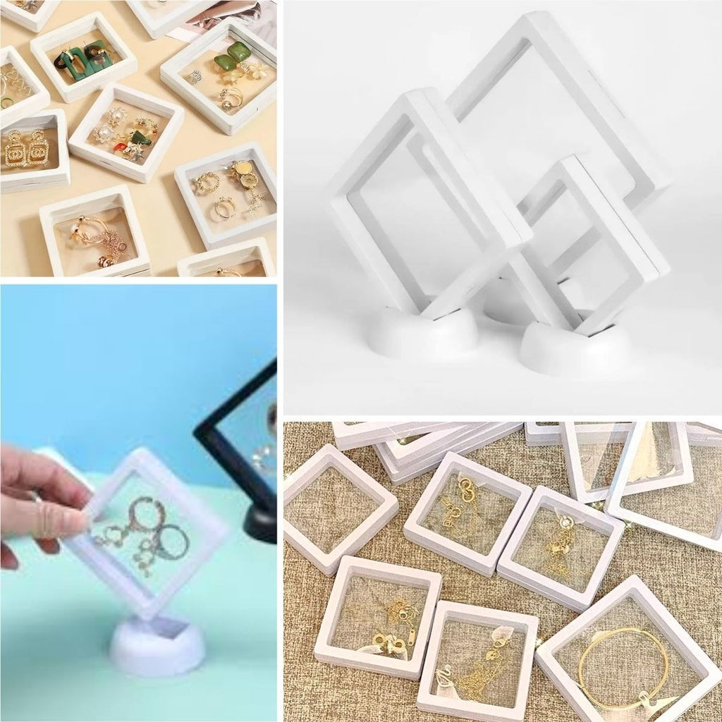 GENEL® 11x11cm Standlı 3D Takı Ziynet Hatıra Koleksiyon Saklama Kutusu Şeffaf Film Çerçevesi