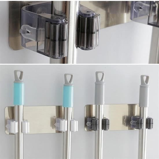 GENEL® Pratik Organizer 4lü Yapışkanlı Fırça Paspas Mop Fırça Sabitleyici Ergonomik Alet Aparatı