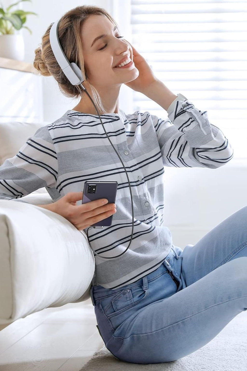 BUFFER®  3.5mm AUX Kablosu Jak Erkek Erkek L Tipi 1 Metre Ses Aktarım Kablosu