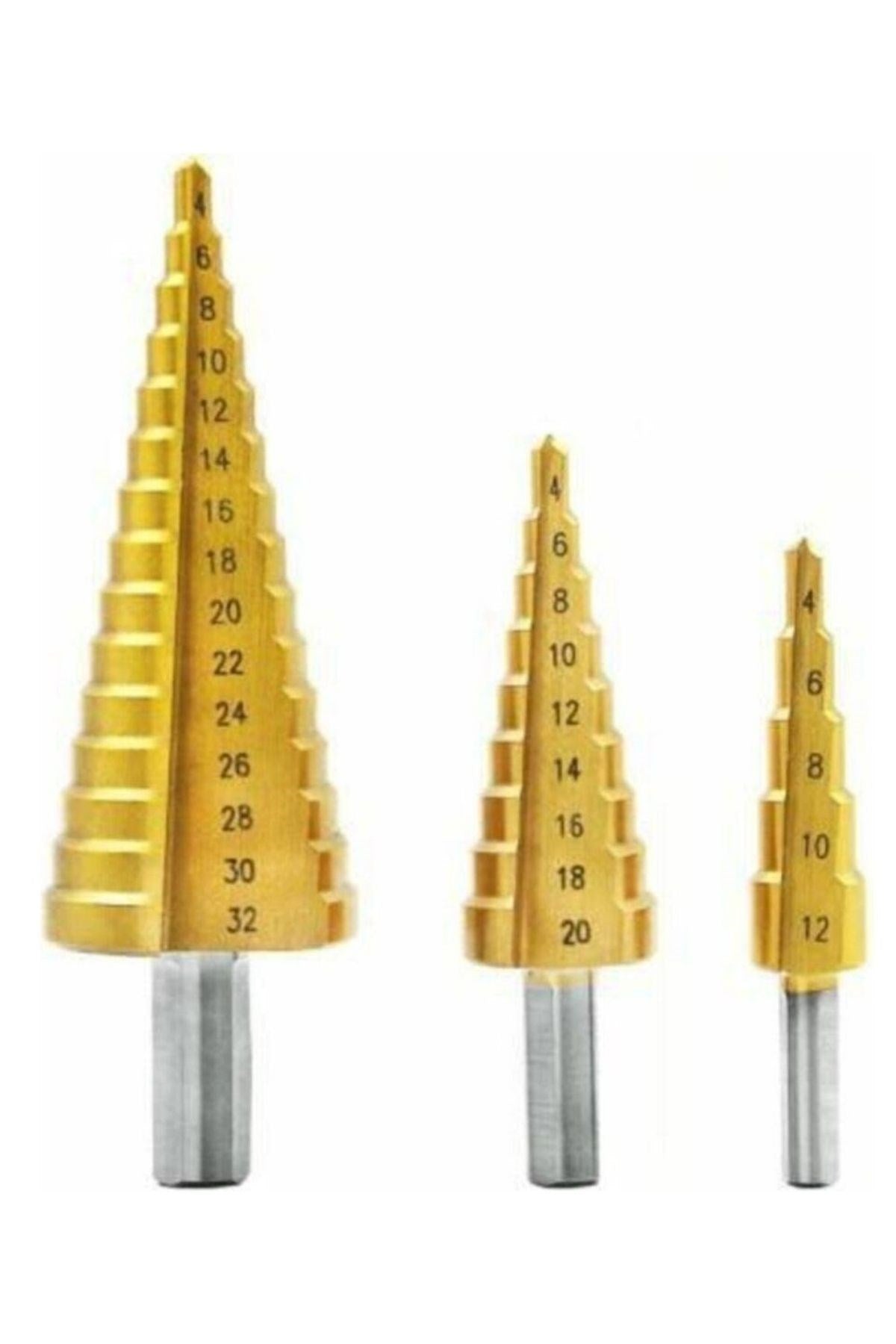 GENEL® 3 Parça Kademeli Matkap Ucu Paslanmaz Uç Alüminyum Sac Demir Delme Seti - UcuzaGeliyor