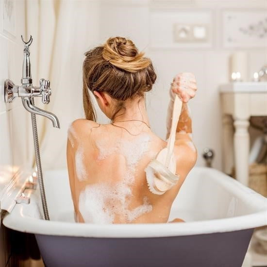 BUFFER® Doğal At Kılı Selülit Karşıtı Sapı Çıkabilen Ahşap Banyo Fırçası - UcuzaGeliyor