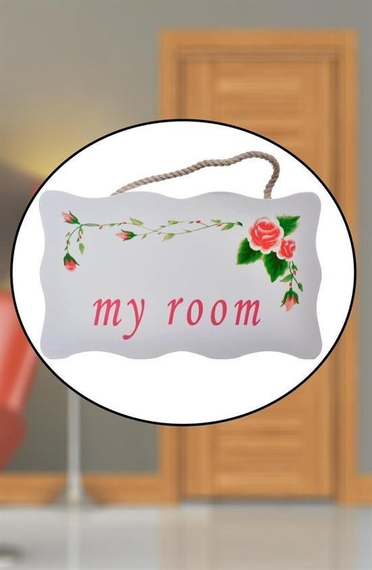 BUFFER® Decotown My Room Benim Odam Dekoratif Çiçek Desenli Kapı Askısı - UcuzaGeliyor