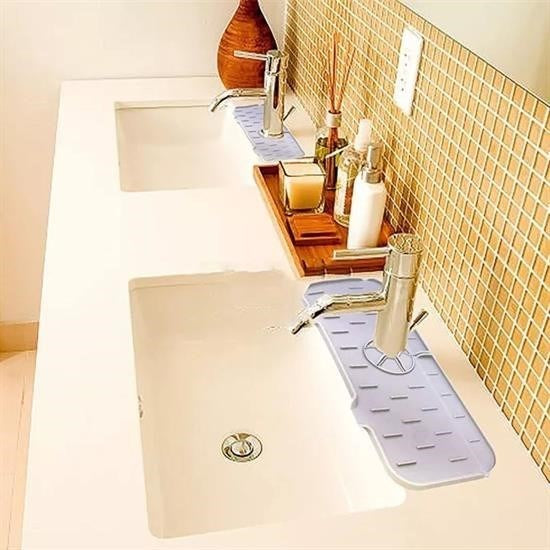GENEL® Lavabo İçin Silikon Esnek Mat Musluk Sapı Damlama Tutucu Raf Mutfak Tezgahı Sıçrama Koruma