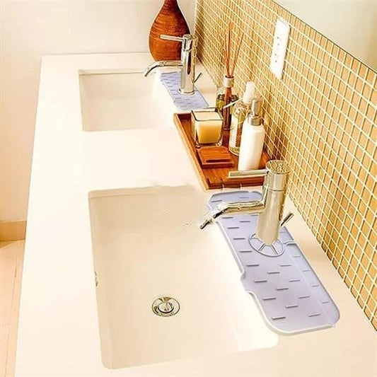 BUFFER® Lavabo İçin Silikon Esnek Mat Musluk Sapı Damlama Tutucu Raf Mutfak Tezgahı Sıçrama Koruma - UcuzaGeliyor