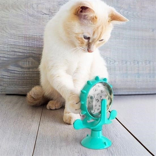 Buffer® Vantuzlu Zilli İnteraktif Dönebilen Mama Kaplı Renkli Eğlenceli Eğitici Kedi Oyuncağı - UcuzaGeliyor