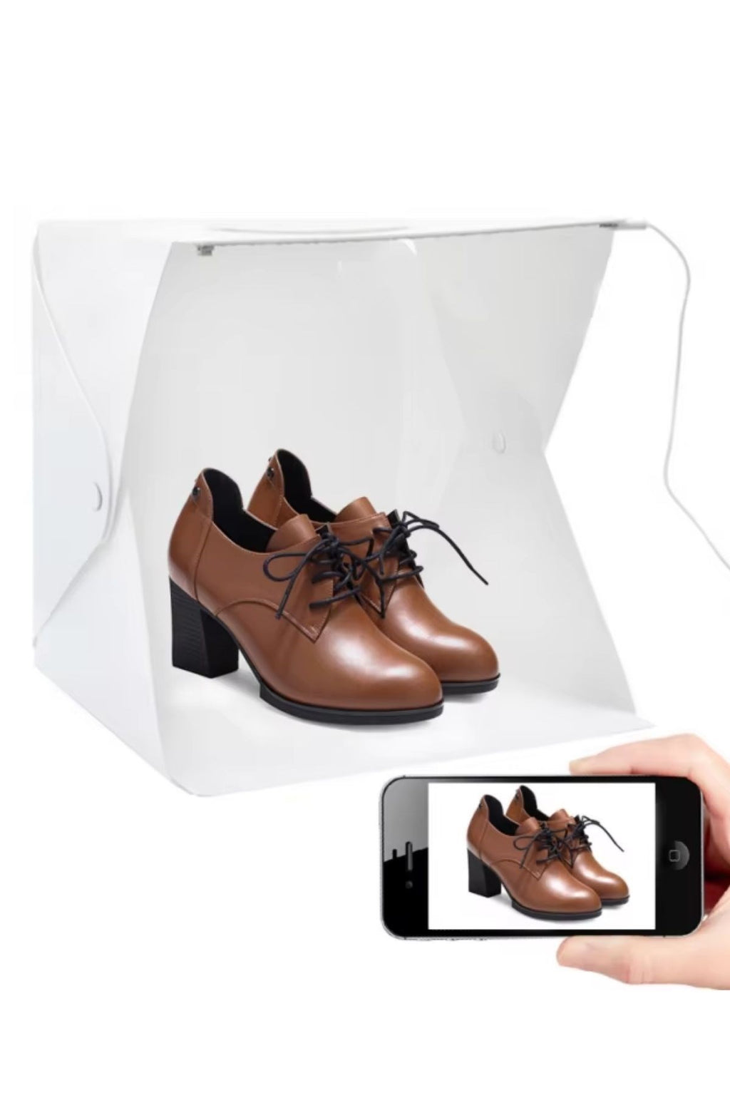 GENEL® Katlanır Işıklı Fotoğraf Stüdyosu 40x40 cm 6 Renk Fonlu Ürün Çekimi İçin Uygun Fotoğraf Çekim Kutusu