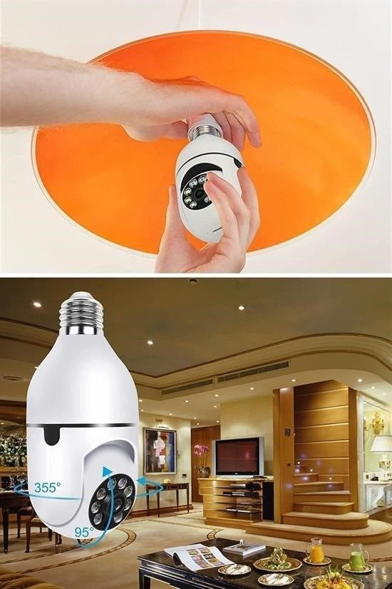 BUFFER® WiFi 360 Panoramik Ampul Kamera Gece Görüş Ses Akıllı Hareket Algılayıcı