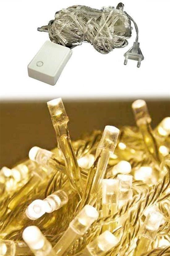 BUFFER® 10 Metre 100 Ledli 8 Fonksiyonlu Dekoratif Lambader Sarı Lamba