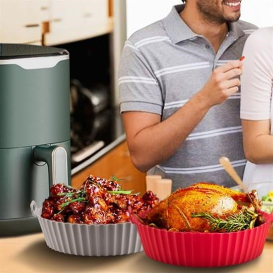 GENEL® Renkli Isıya Dayanıklı Yıkanılabilir Silikon Fırın Ve Airfryer Yuvarlak Pişirme Matı 20 Cm