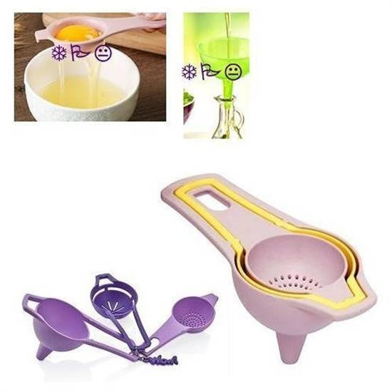 GENEL® Pratik Yumurta Süzgeci Mini Süzgeç Huni Seti Hepsi Bir Arada