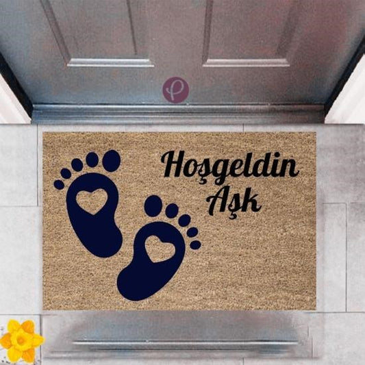 Kapı Önü Paspası Dekoratif Dijital Baskı Hoş geldin Aşk P-2510 - UcuzaGeliyor