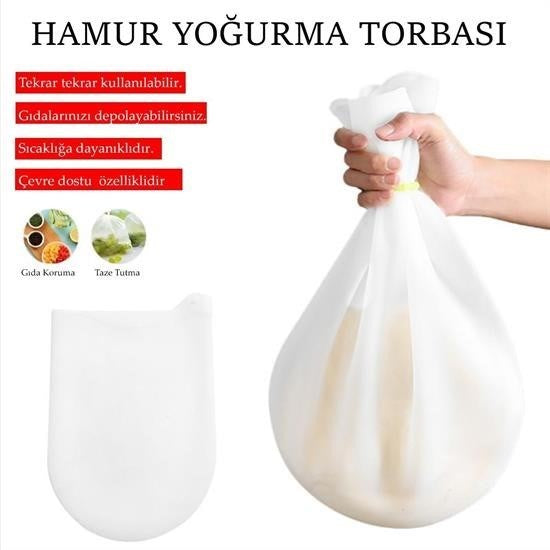 GENEL® Orta Hamur Torbası Silikon Şeffaf Hamur Yoğurma Torbası Ekmek Makarna Mantı  Hamuru Kolay Yo