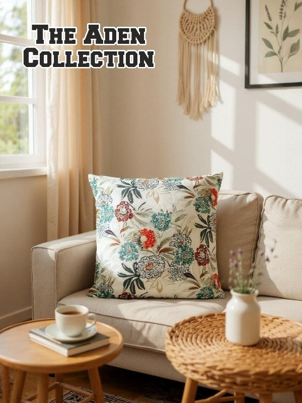 Çiçek Baskılı Kırlent Kılıfı