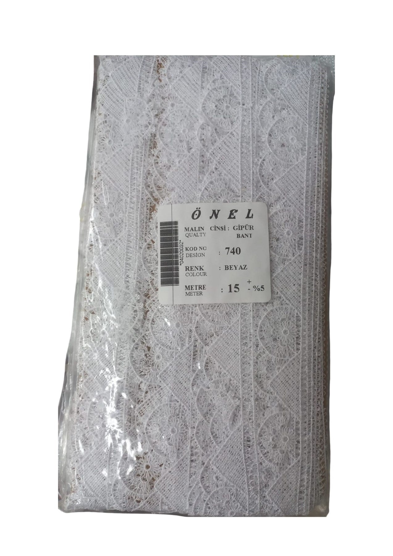 Dantel Polyester Güpür Bant Beyaz 15 Metre En 5 cm ON-740-B - UcuzaGeliyor