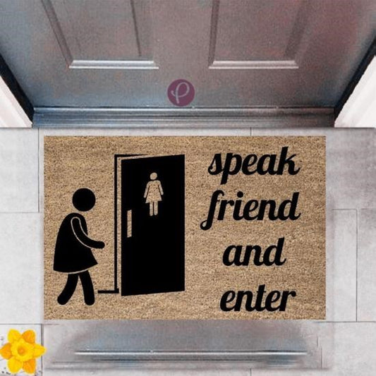 Kapı Önü Paspası Dekoratif Dijital Baskı Speak Friend and Enter P-2365 - UcuzaGeliyor
