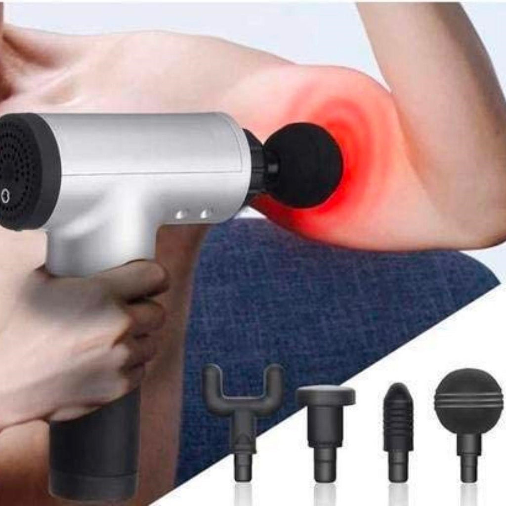 GENEL®  6 Farklı Seviyeli Titreşimli 4 Farklı Başlıklı Büyük Boy Masaj Tabancası