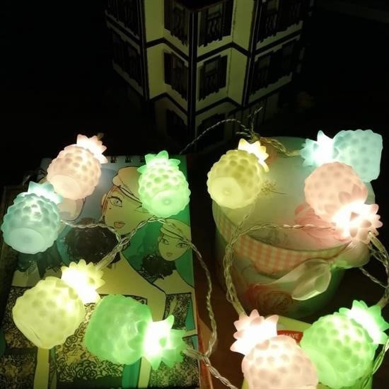 BUFFER® Karışık Renk Dekoratif Ananas Dolama 10 lu Şerit Led Işık Zinciri