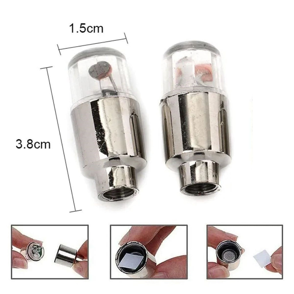 BUFFER® Araç ve Bisiklet İçin 2 li Mavi LED Hava Valfi Işık Kapakları-Gece Parlayan Lastik Lambası Sibop Kapağı