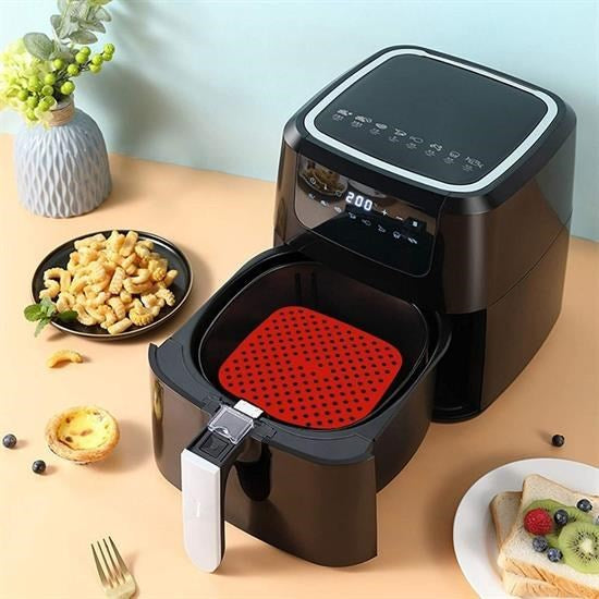 GENEL® Renkli Isıya Dayanıklı Yıkanılabilir Silikon Fırın Ve Airfryer Kare Pişirme Matı 21,5 Cm