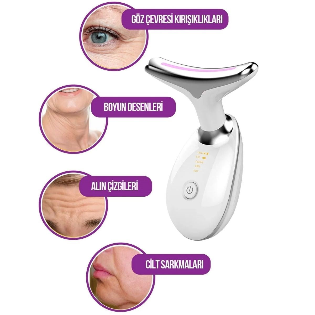 BUFFER® 7 Farklı Işık Modlu Titreşimli Boyun Ve Yüz Ems Güzellik Cihazı