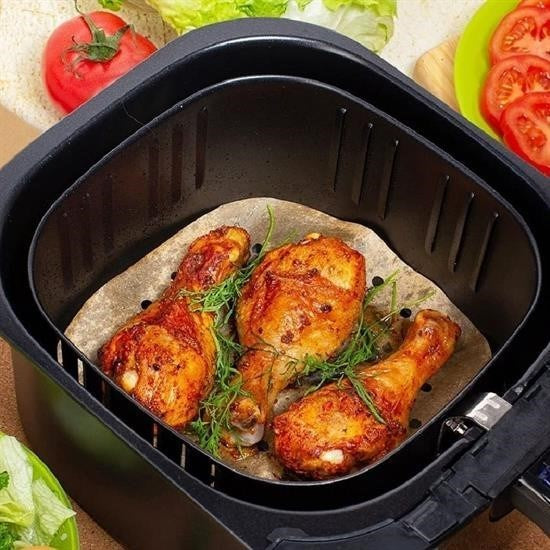50 Adet Air Fryer Pişirme Kağıdı Tek Kullanımlık Hava Fritöz Yapışmaz Yağlı Kağıt Delikli Model - UcuzaGeliyor