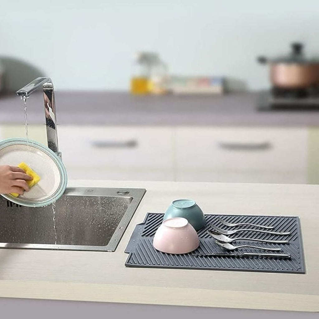 GENEL® Büyük Bulaşık Kurutma Matı,Silikon Bulaşık Kurutma Matı Çok Amaçlı Tezgah Üstü Mat