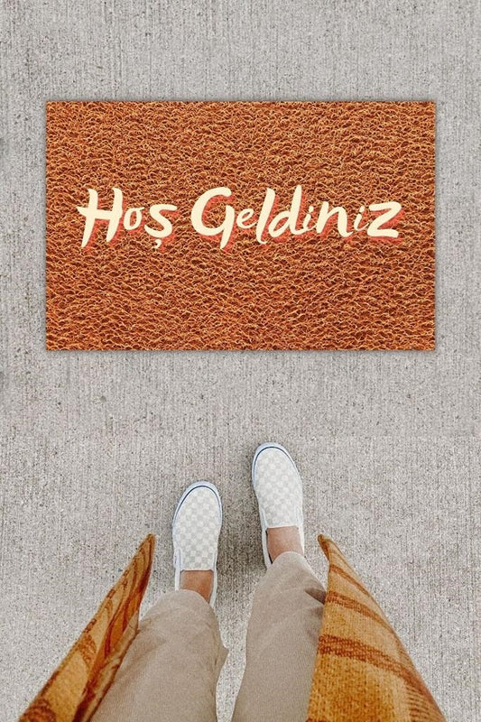 Dijital Baskı Dekoratif Hoş Geldiniz Kahverengi Kapı Önü Paspası K-1231 - UcuzaGeliyor