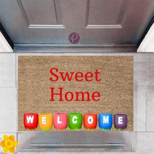 Kapı Önü Paspası Dekoratif Dijital Baskı Sweet Home P-2463 - UcuzaGeliyor