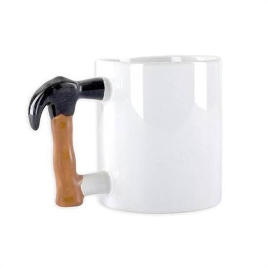 GENEL® İlginç Hediyelik Çekiç Kulplu Tasarımlı Seramik Kupa Bardağı