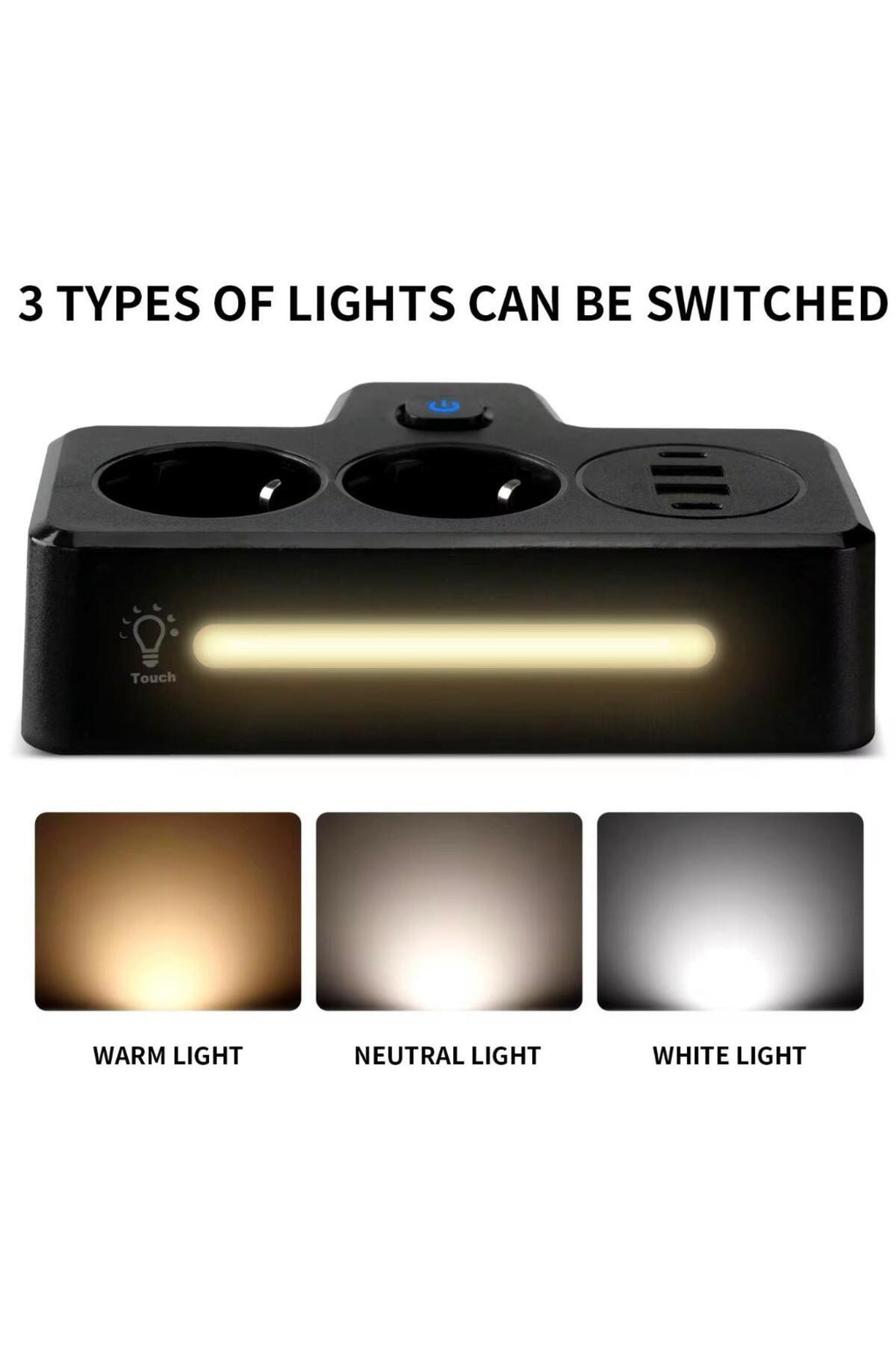 sonx Çok Fonksiyonlu Akım Korumalı Priz ve USB Şarj İstasyonu - Ayarlanabilir Gece Lambalı