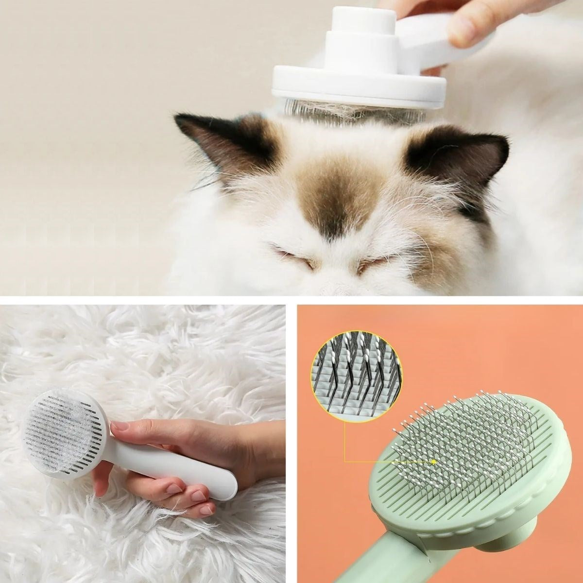 BUFFER® Basmalı Kedi Köpek Tüy Toparlayıcı Masaj Etkili Pet Fırçası - UcuzaGeliyor