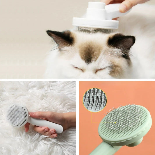 BUFFER® Basmalı Kedi Köpek Tüy Toparlayıcı Masaj Etkili Pet Fırçası - UcuzaGeliyor