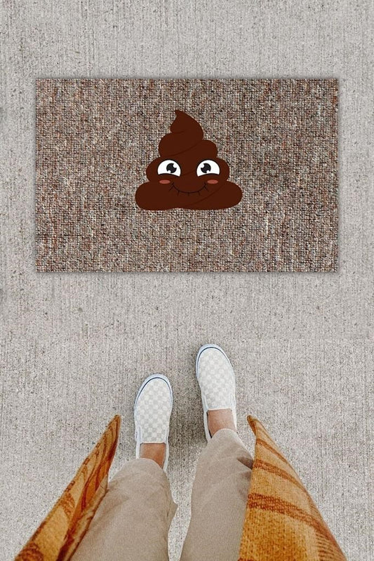 Dijital Baskı Dekoratif Kaka Emoji Gri Kapı Önü Paspası K-1289 - UcuzaGeliyor