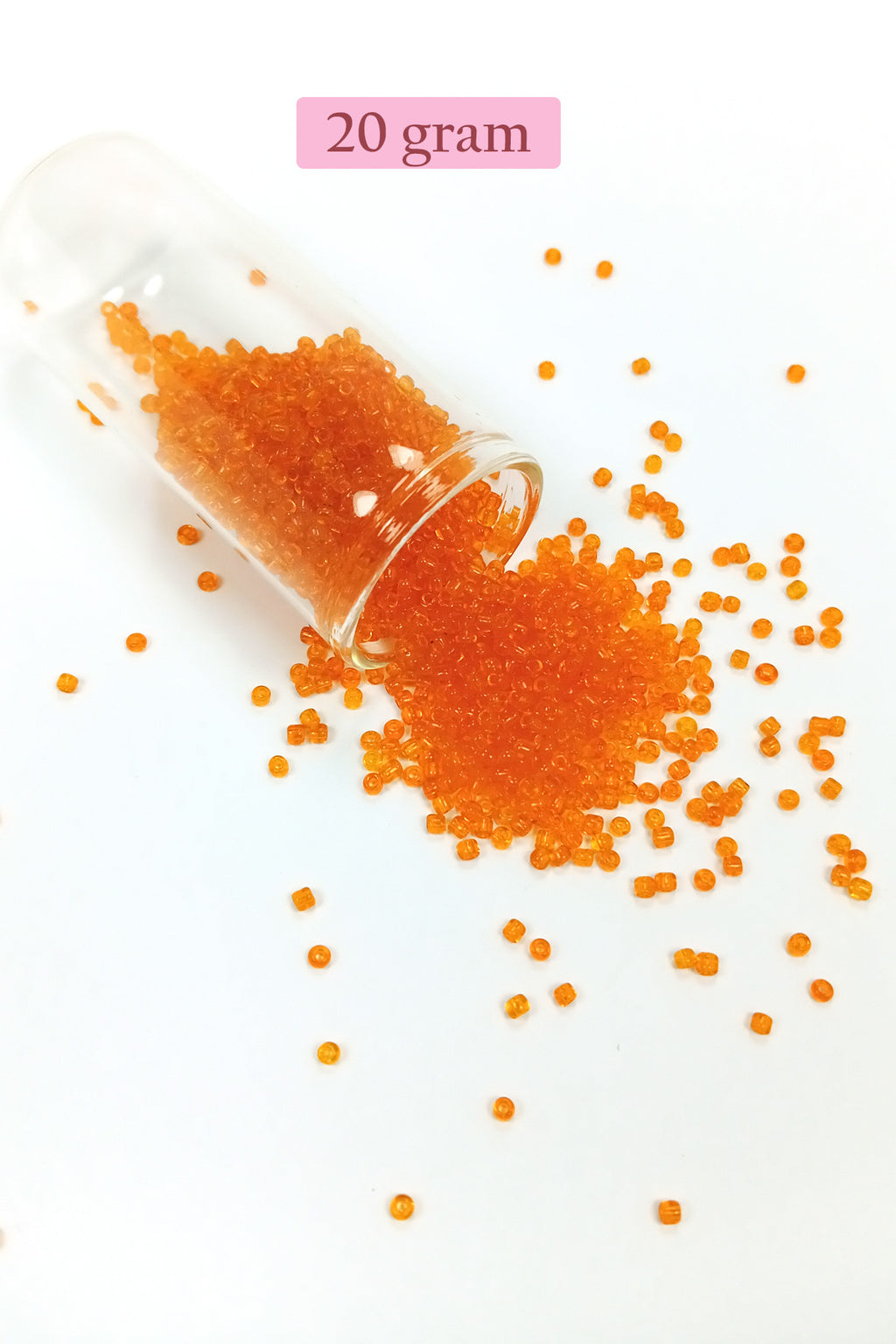 Dökme Cam Kum Boncuk (11/0) 2 mm - 20 Gram -  Şeffaf Turuncu - BNC016