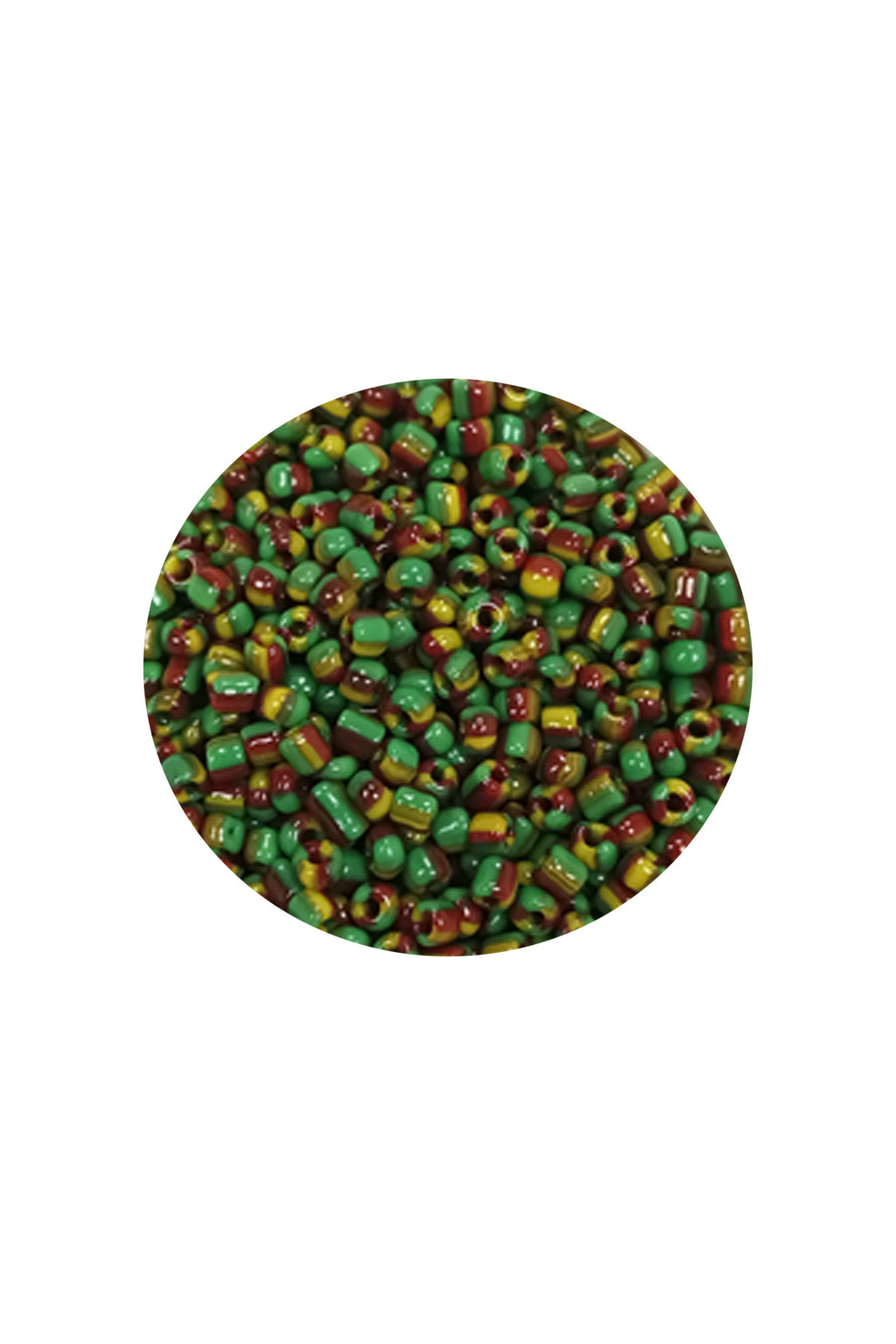 Dökme Cam Kum Boncuk (11/0) 2 mm - 60 Gram -  Yeşil Sarı Çizgili - BNC041