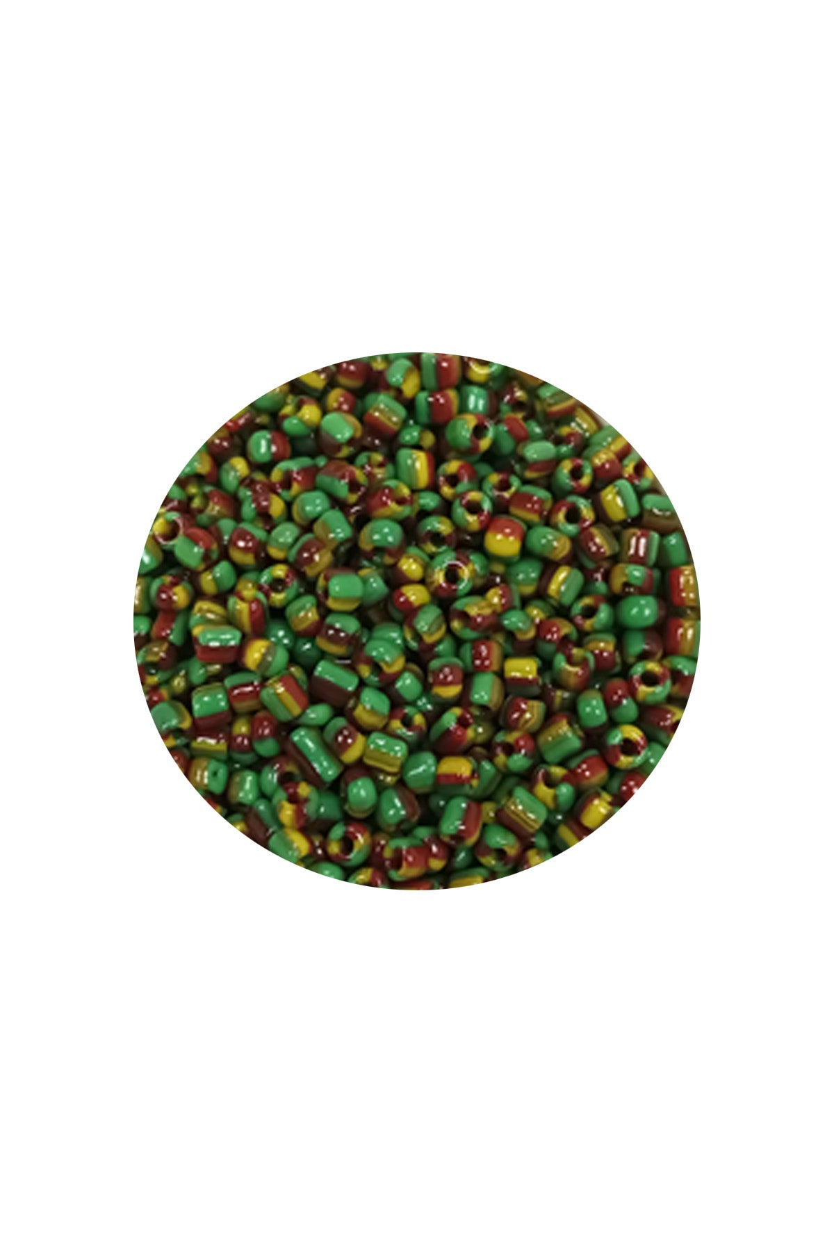 Dökme Cam Kum Boncuk (11/0) 2 mm - 60 Gram -  Yeşil Sarı Çizgili - BNC041