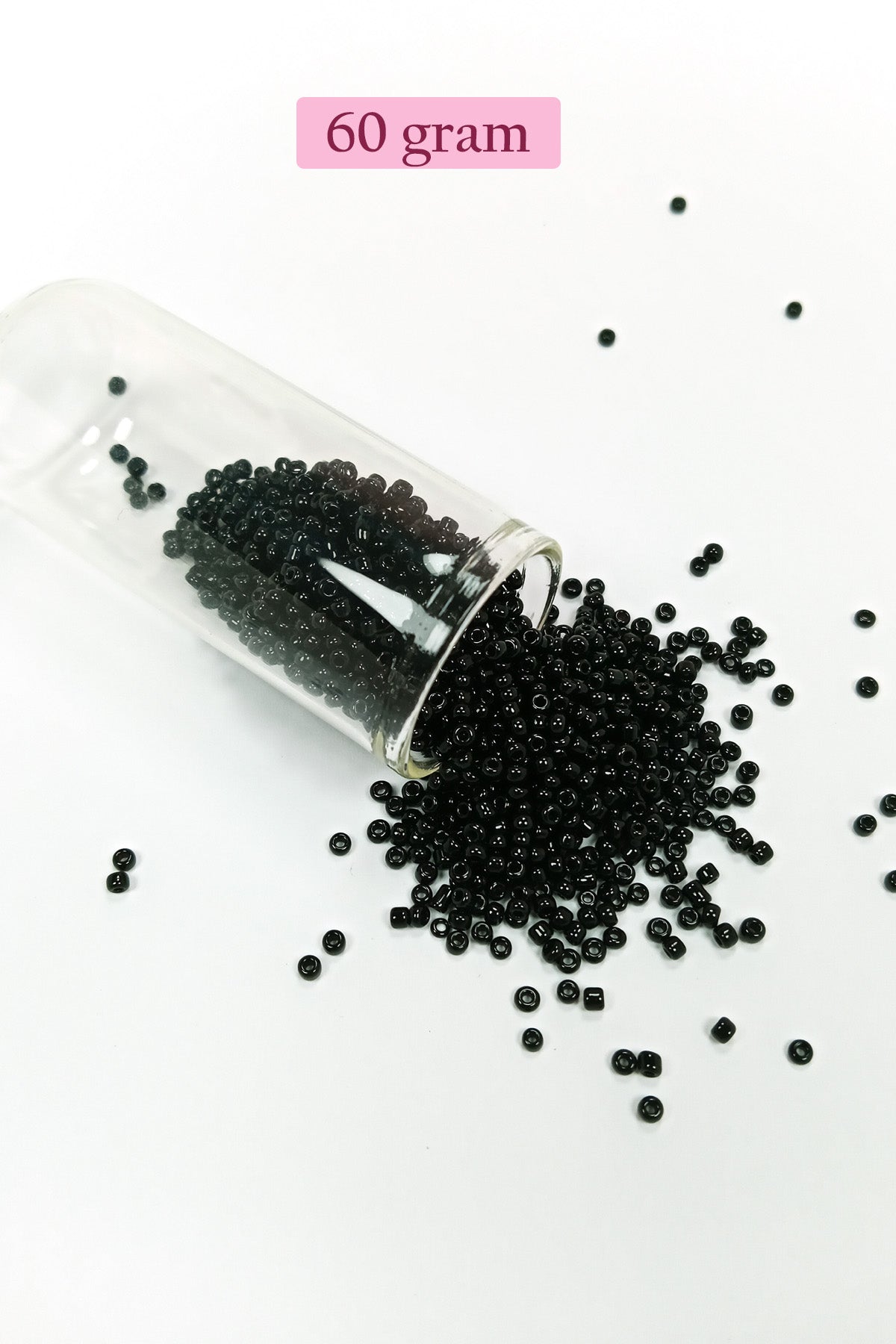 Dökme Cam Kum Boncuk (11/0) 2 mm - 60 Gram -  Siyah - BNC045