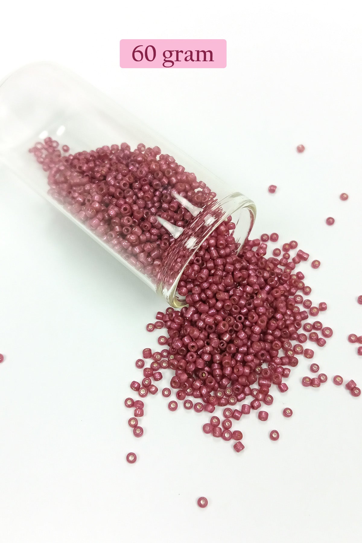 Dökme Cam Kum Boncuk (11/0) 2 mm - 60 Gram -  Koyu Pembe - BNC046