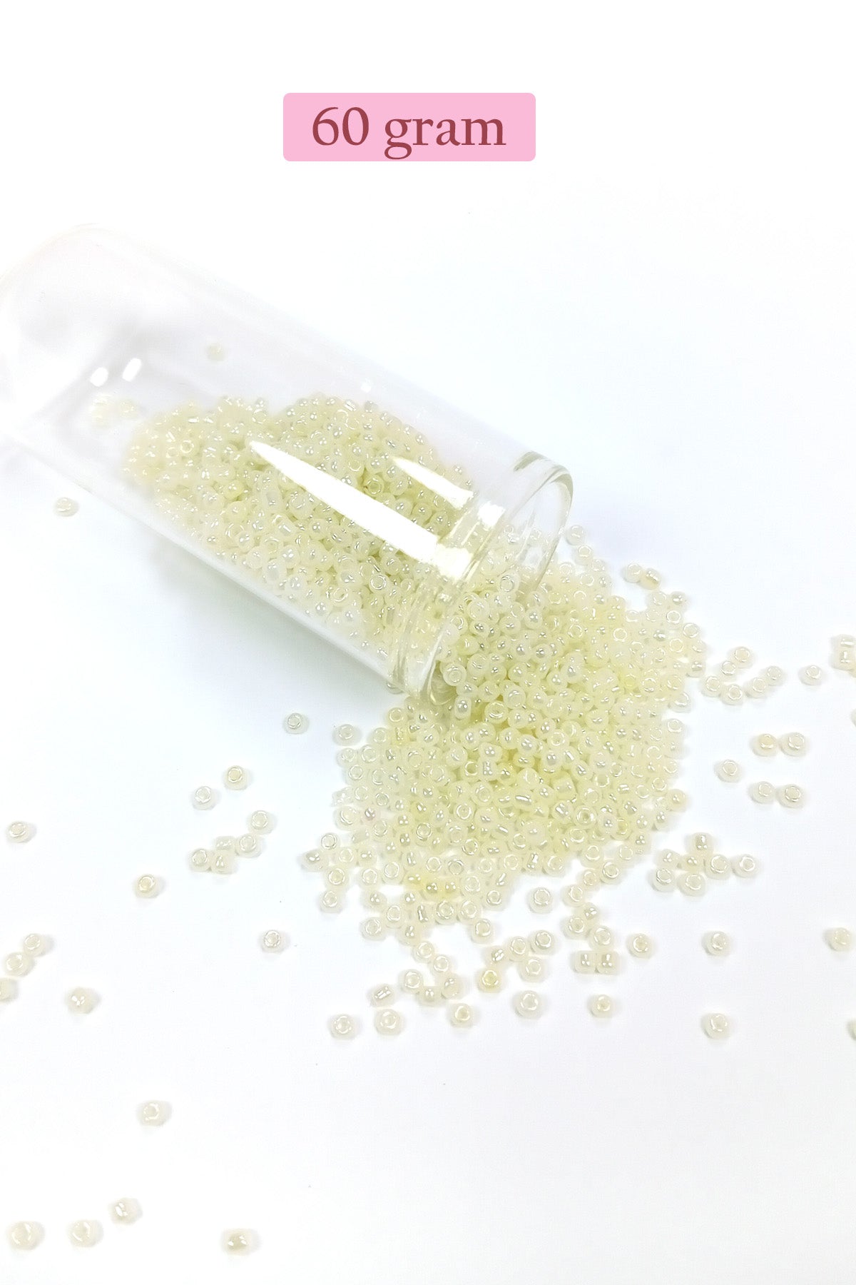 Dökme Cam Kum Boncuk (11/0) 2 mm - 60 Gram -  Krem - BNC047