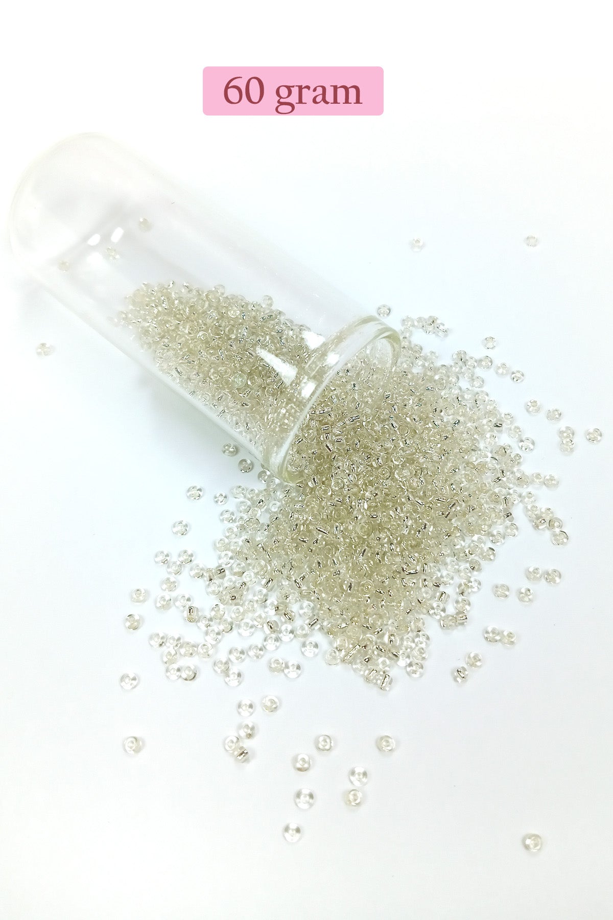 Dökme Cam Kum Boncuk (11/0) 2 mm - 60 Gram -  Şeffaf Beyaz - BNC053