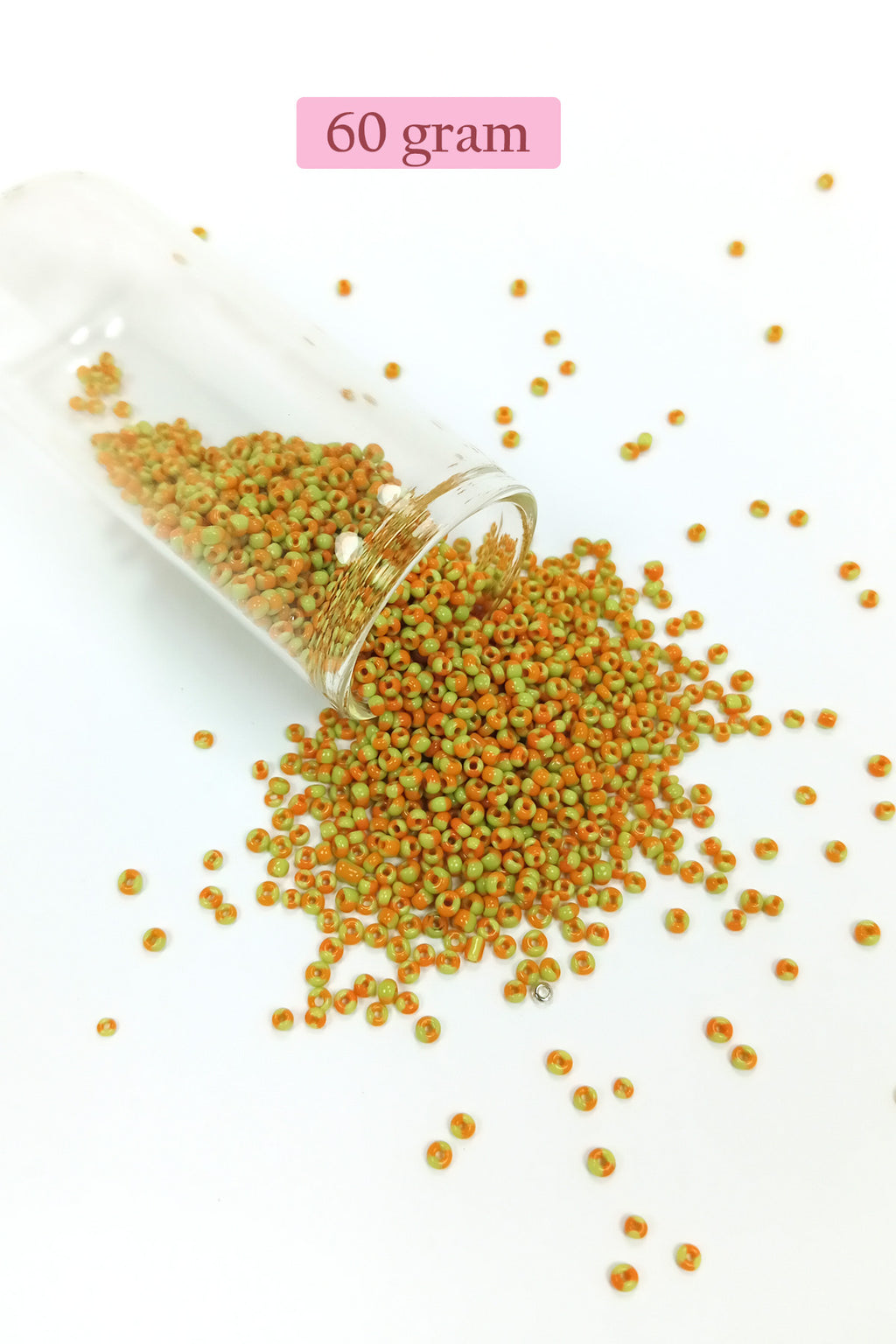 Dökme Cam Kum Boncuk (11/0) 2 mm - 60 Gram -  Sarı Turuncu - BNC066