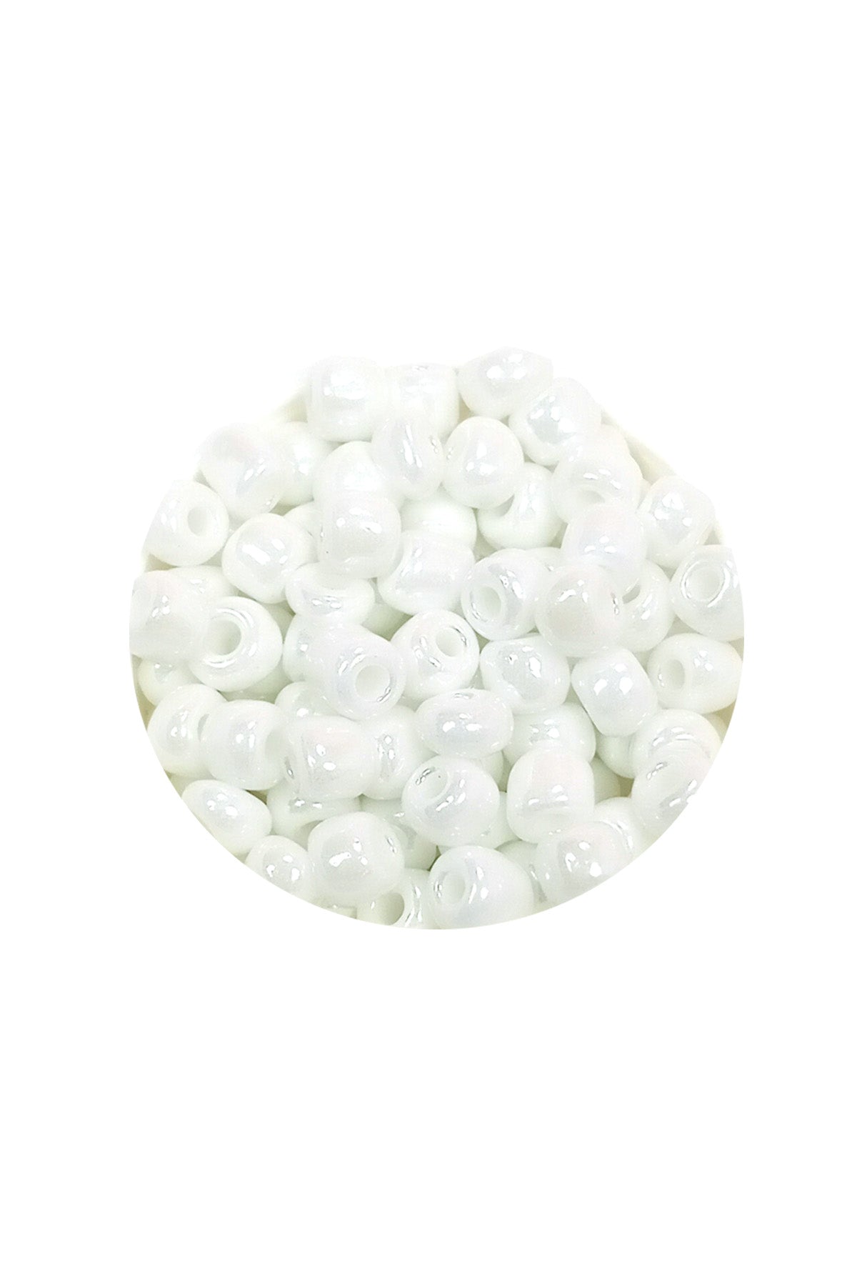 Dökme Cam Kum Boncuk Büyük Boy (6/0) 4 mm - 20 Gram - Kar Beyaz - BNC073