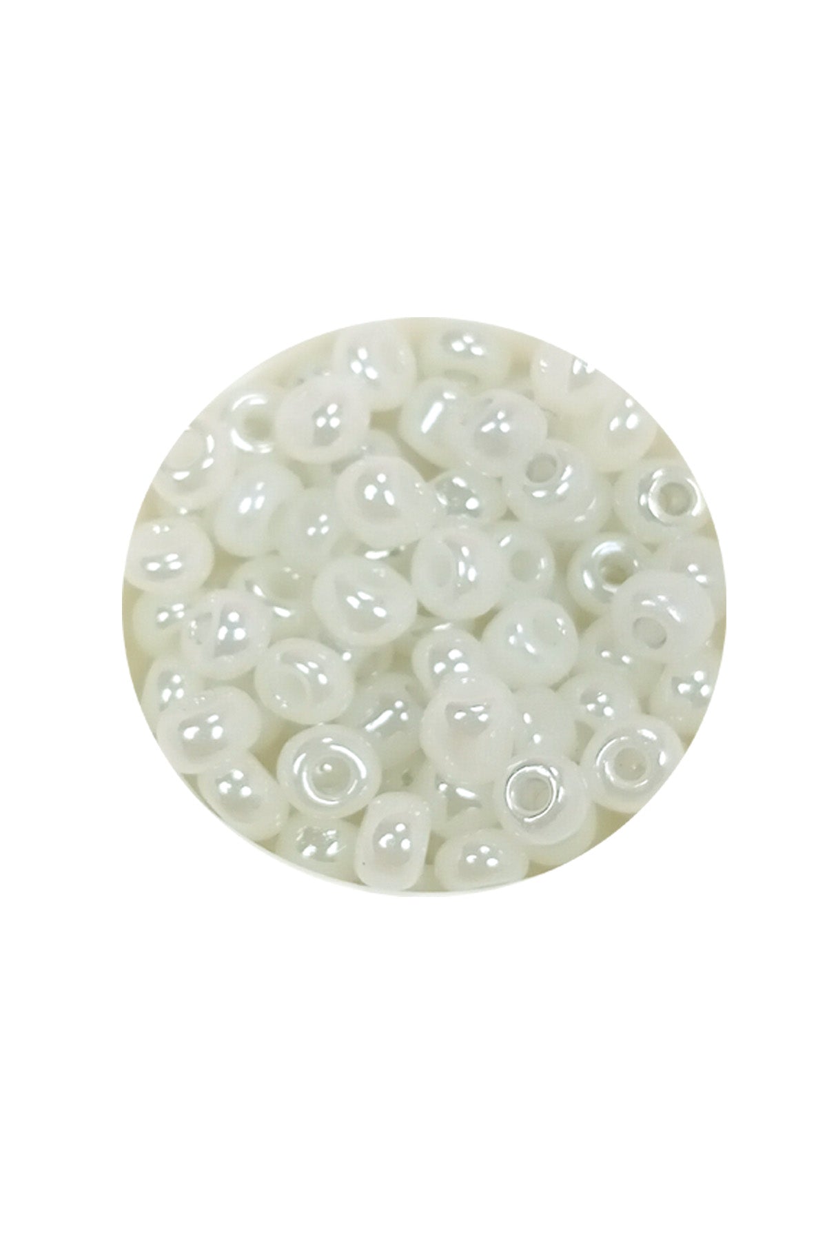 Dökme Cam Kum Boncuk Büyük Boy (6/0) 4 mm - 20 Gram - İnci Beyaz - BNC081