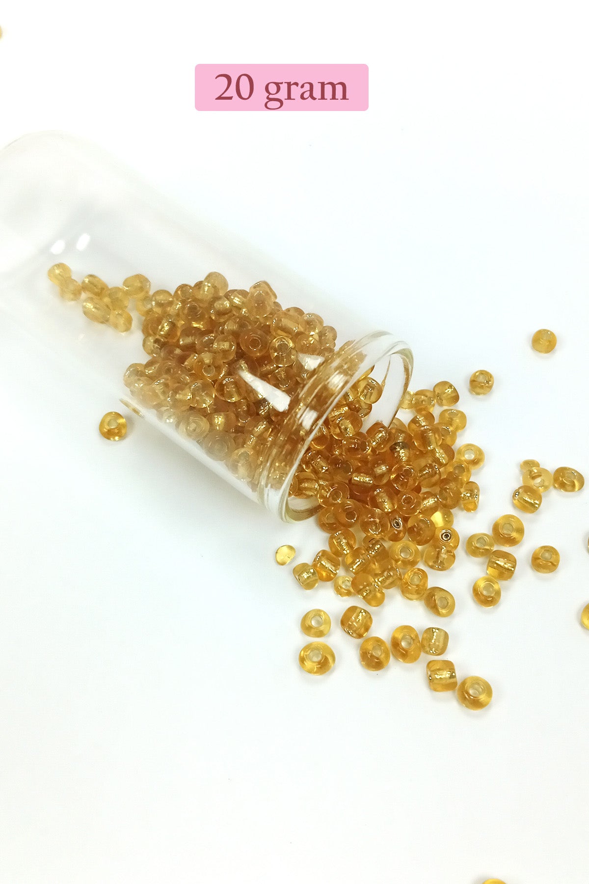 Dökme Cam Kum Boncuk Büyük Boy (6/0) 4 mm - 20 Gram - Şeffaf Bal - BNC083