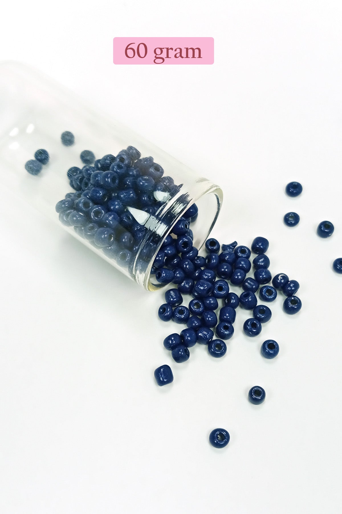 Dökme Cam Kum Boncuk Büyük Boy (6/0) 4 mm - 60 Gram - Koyu Mavi - BNC114