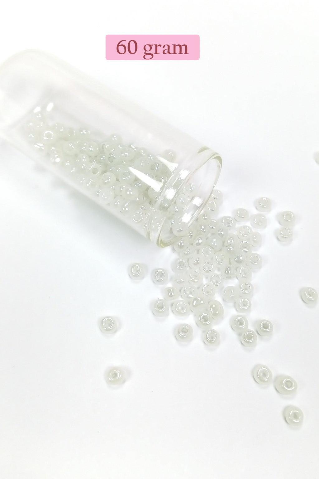 Dökme Cam Kum Boncuk Büyük Boy (6/0) 4 mm - 60 Gram - İnci Beyaz - BNC117
