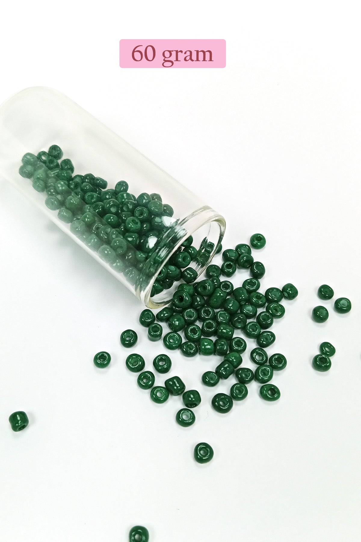 Dökme Cam Kum Boncuk Büyük Boy (6/0) 4 mm - 60 Gram - Koyu Yeşil - BNC140