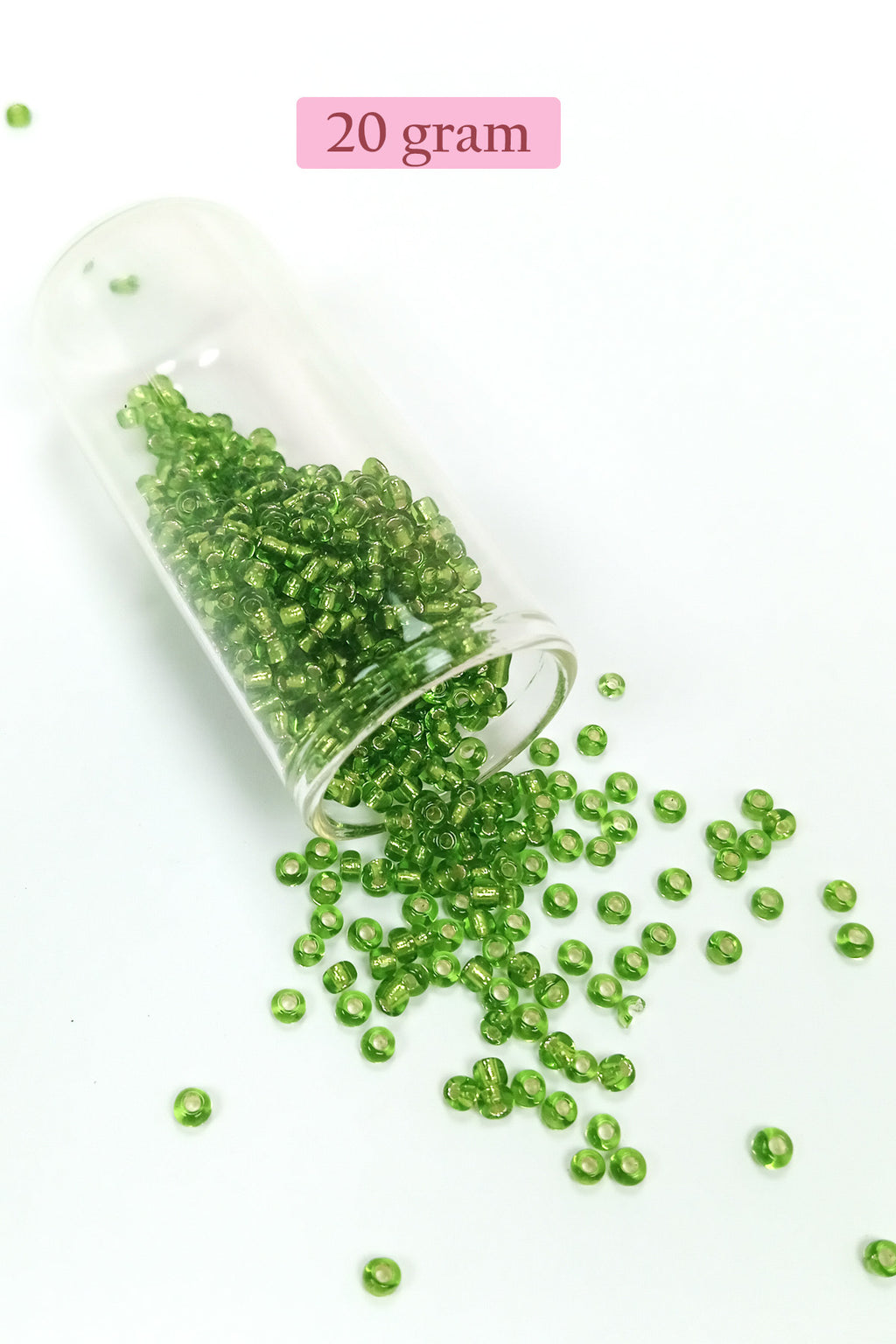 Dökme Cam Kum Boncuk (8/0) 3 mm - 20 Gram - Şeffaf Çimen Yeşili - BNC154